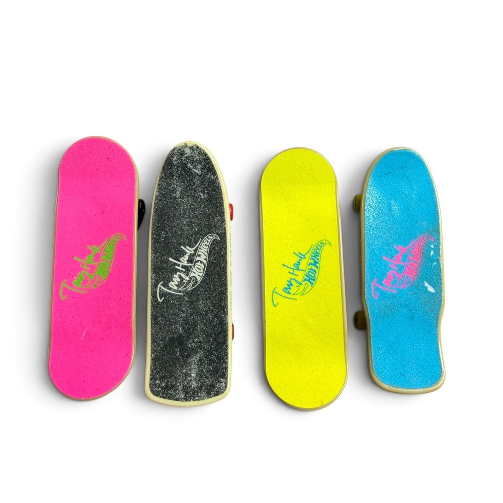 Hot Wheels Skate Tony Hawk Fingerboard Lot of 4 Mini Skateboards Neon Graphics